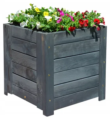 Produktbild von Holz Pflanzkasten Blumenkasten Anthrazit 39x39x39 cm