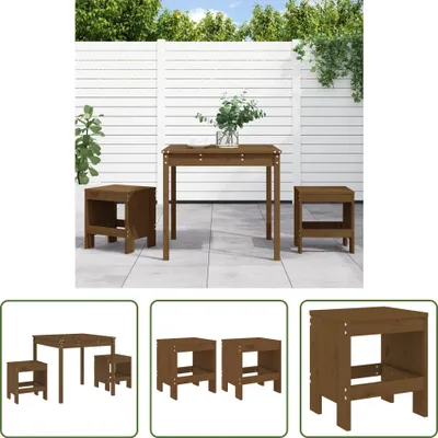 Produktbild von The Living Store 3-tlg. Garten-Bistro-Set Honigbraun Massivholz Kiefer
