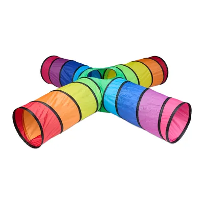 Immagine prodotto di Relaxdays Tunnel da gioco a 4 tubi, tunnel colorato per bambini, LxPxA: 46x232x232 cm, robusto tunnel pop-up, poliestere, vari colori