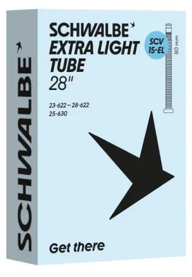 Image de Schwalbe SCV15, chambre à air pour vélo, extra légère, 28-622/630, 80 mm - légère et fiable.