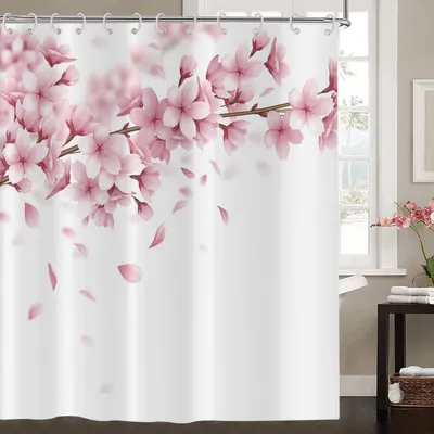 Obrázek produktu pro Omgoods - Závěs do sprchy s květinovým motivem, 240 x 180 cm, voděodolný, polyester
