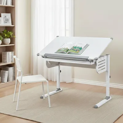 Image de Saiano - Bureau, 110x55x68h cm Blanc, Plateau en Bois Mélaminé