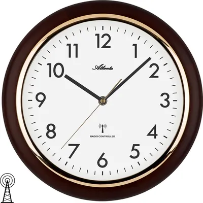 Produktbild von Atlanta 4536/20 Wanduhr Funk Funkwanduhr analog rund nussbaum-farben