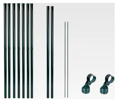 Produktbild von Zaunpfostenset Gartenzaun Metall 125cm Grün 7 Stück