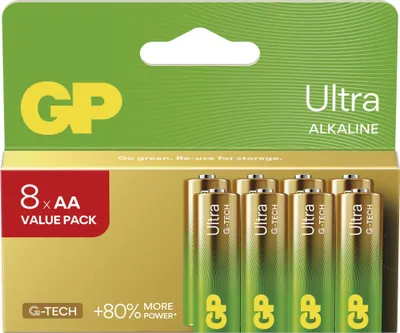 Alkalická baterie GP Ultra AA (LR6), 8 ks