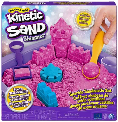 Produktbild von Schimmer Sandbox Set mit 454 g schimmerndem magischem kinetischem Spielwanne und Zubehör für kreatives Indoor-Sandspiel für Kinder ab 3 Jahren Rosa Glitzer