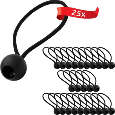 Immagine prodotto di ECENCE 25x gommini di tensionamento, set di tenditori per teloni, anelli di espansione con pallina in plastica, cinghie elastiche per tenda