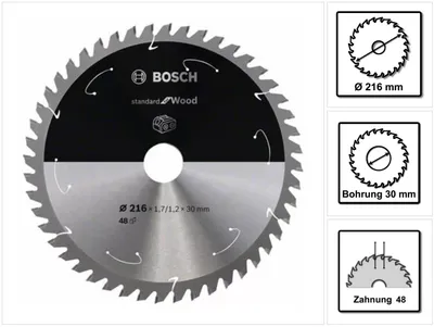 Zdjęcie produktu dla Akumulatorowa piła tarczowa PRO Wood, 216 x 1,7 x 30 mm, T48