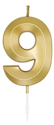 Produktbild von Zahlenkerze Kuchenkerze 6cm gold 9