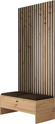 Produktbild von MIRJAN24 Garderoben-Set Balma IV, Unterschrank mit Lamellen, 2x Gepolstertes Paneel 42x42 (Farbe: Artisan Eiche / Artisan eiche + Schwarz, Manila 04)