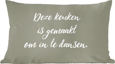 Produktbild von MuchoWow® Zierkissen Sofakissen Wohnzimmer Dekokissen 60x40 cm Diese Küche ist zum Tanzen gemacht - Sprichwörter - Zitate - Kopfkissen - Polster mit Foto