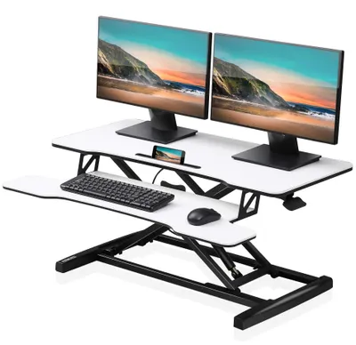 Produktbild von Höhenverstellbarer Schreibtischaufsatz mit Tastaturablage, weiß