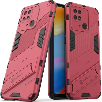 Produktbild von Armor Hülle für Xiaomi Redmi 10C, Hybrid PC TPU Bumper Stoßfestes Schutzhülle mit Standfunktion Rosa