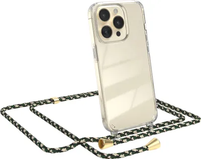 Produktbild von EAZY CASE Handykette kompatibel mit Apple iPhone 14 Pro, Handyhülle mit Umhängeband, Handykordel, Schutzhülle Clear, Band in Grün
