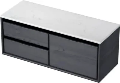 Produktbild von Sanox Waschtischunterschrank Loft BxHxT 121 x 47 x 46 cm Frontfarbe black oak mit Waschtischplatte Kunststein weiß 2 Aus