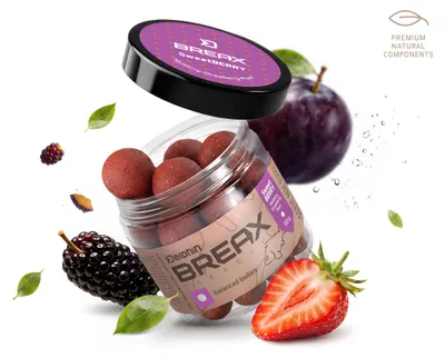 Immagine prodotto di DELPHIN BreaX SweetBERRY, boilies bilanciati, gusto mora-fragola-prugna, 100g, 101007179, Immagine generata dall'IA