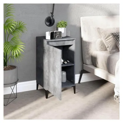 Produktbild von Nachttisch mit 2 Fächern und 1 Tür, Nachtschrank Nachtkonsole Nachtkommode Schlafzimmer Schrank Kommode Betongrau 40x35x70 cm Holzwerkstoff