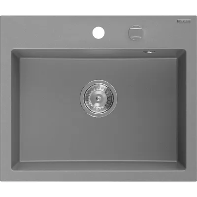Zdjęcie produktu dla Mexen Oscar zlewozmywak granitowy 1-komorowy 580 x 490 mm, szary, syfon chrom - 6519581000-71