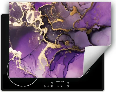 Produktbild von DarHaus Herdabdeckplatte 70x52 cm Anti Rutsch Matte Aufrollbar, violett - Marmor