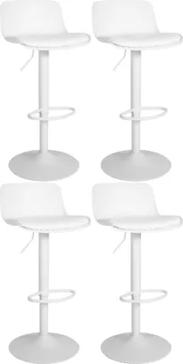 Immagine prodotto di set di 4 sgabelli da bar - sgabelli alti, altezza della seduta regolabile e schienale confortevole | colore: bianco