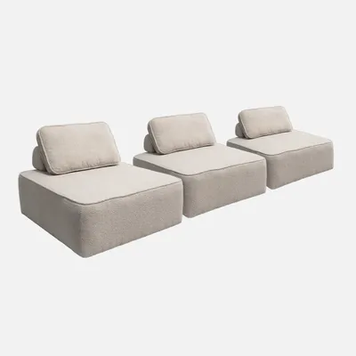 Produktbild von sweeek - 3er-Set Sessel Einsitzer für modulares Bouclé-Sofa - Beige