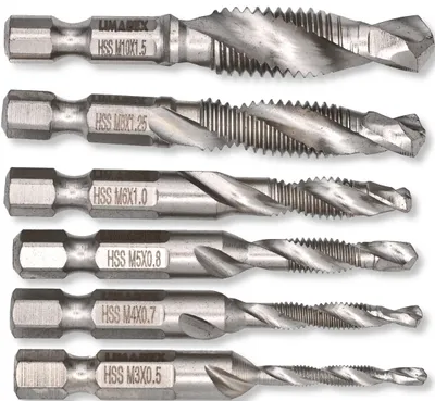 Produktbild von Kombi Gewindebohrer Set 6-tlg. HSS M3-M10 für Bohrmaschine und Akkuschrauber 54 - 58 mm