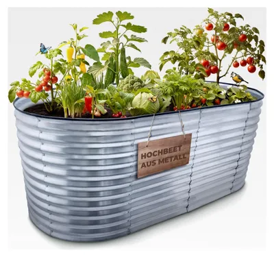 Produktbild von Hochbeet Metall 200x100x80cm (LxBxH) | Metall Hochbeet für Garten | Gartenbeet aus verzinktem Stahl für Gemüse, Kräuter und Tomatenpflanzen