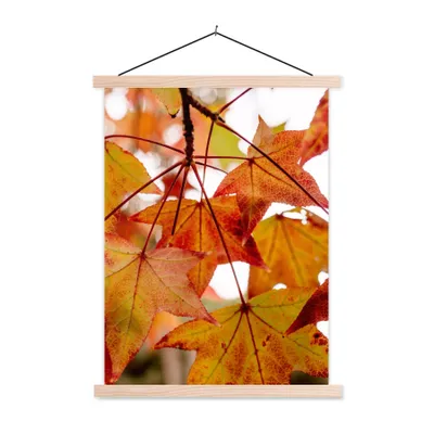 Produktbild von MuchoWow® Textilposter Herbstzweige - Blätter - Jahreszeiten - Landleben 120x160 cm mit holzfarbenen Rahmen - Plakatkarton