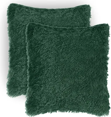Image de Blumtal Lot de 2 Taie d'oreiller douillette - Coussin décoratif en fourrure synthétique avec fermeture éclair