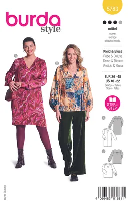 Produktbild von Burda Schnittmuster 5783 Kleid/Bluse Gr.