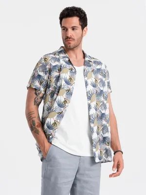 Zdjęcie produktu dla Ombre Clothing Koszulka męska z krótkim rękawem Makau niebiesko-biała M