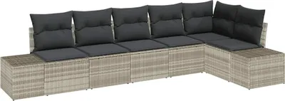 Produktbild von vidaXL Gartensofa-set 6 stk. Hellgrau Poly-Rattan