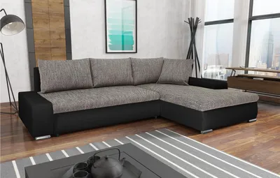 Image de Canapé d'angle en L TEO avec coffre de lit Fonction sommeil, Coin à dormir - Canapé Tissu simili-cuir, coin (Tissu : berlin 01 + madryt 1100, Côté : droit)