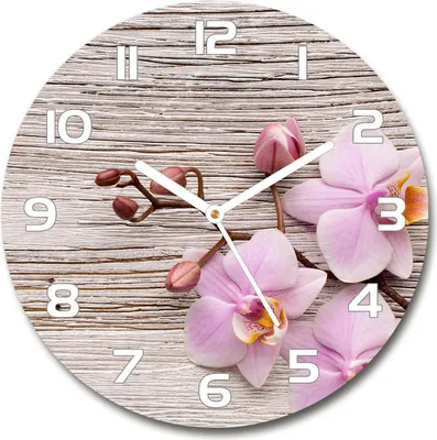 Produktbild von Wanduhr aus Glas 30fi Glasbild Glasuhr Gehärtetes Glas - weisse-zeiger - Orchid on wood