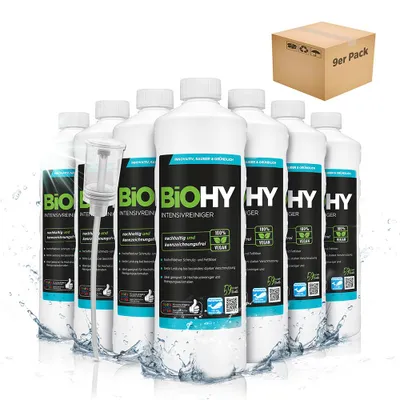 Produktbild von BiOHY Intensivreiniger Universal + Dosierer, Universalreiniger, Kraftreiniger, 9 x 1 l