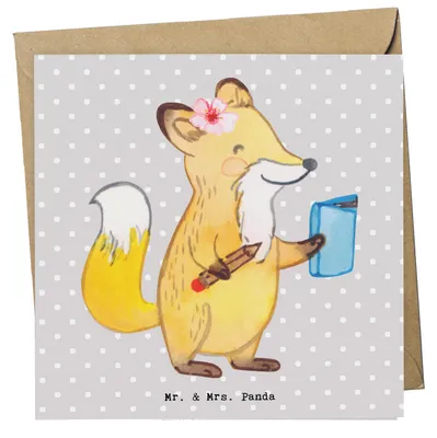 Produktbild von Mr. & Mrs. Panda Grußkarte Auszubildende Herz - Grau Pastell - Geschenk, Abschlussprüfung, Azubine, Glückwunschkarte, Klappkarte, Ausbildungsbeginn, faltkarte