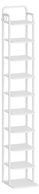 Image de Étagère à chaussures verticale - Meuble à chaussures à 10 étagères - Autoportant - Réglable - Peu encombrant, idéal pour les petits espaces - Blanc