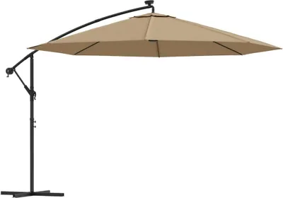 Zdjęcie produktu dla vidaXL Parasol świetlny z oświetleniem LED i metalowym słupkiem 350 cm Taupe