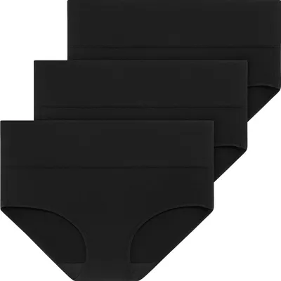 Image de Slips Jockey pour femme, lot de 3 - Slips gainants, noir uni, taille L