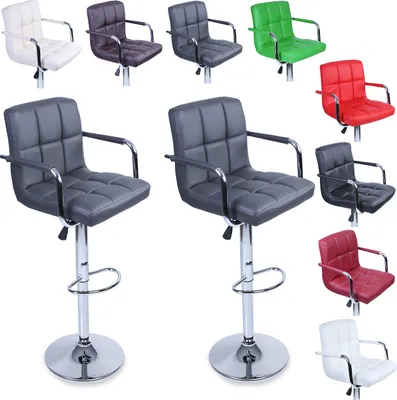 Obrázok produktu pre TRESKO® Sada 2 barových stoličiek Grey s podrúčkami Opierka Barová stolička Counter Stool