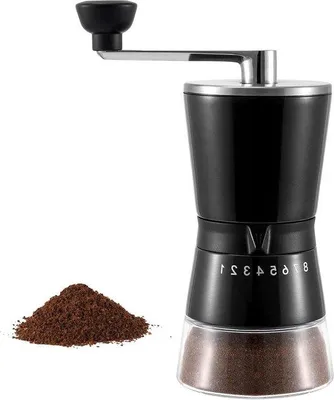 Obrázok produktu pre Ručný mlynček na kávu, kužeľový, keramický, čierny, prenosný