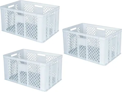 Produktbild von 3 Bäckerkisten / Eurobehälter, LxBxH 600x400x320 mm, weiß, lebensmittelecht