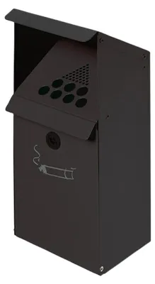 Produktbild von Großvolumiger Wandascher mit Schutzdach | 3,7 Liter, HxBxT 41x18x15cm | Verzinkter Stahl | Anthrazit