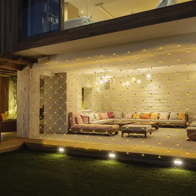 Image de Eikuavons Guirlande lumineuse 200 LED, réseau lumineux de 3 x 2 mètres, lumière blanche chaude, 31V, IP44, 8 modes avec mémoire, éclairage de Noël pour l'extérieur