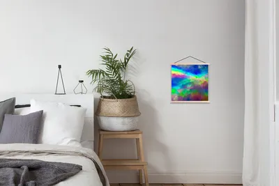 Produktbild von MuchoWow® Textilposter Aquarell - Kunst - Psychedelisch 40x40 cm mit holzfarbenen Rahmen - Posterleiste