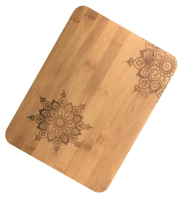 Servierplatte aus Bambus, Mandala-Design, 28 x 21 cm