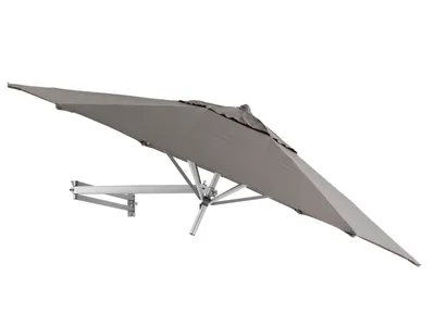 Produktbild von Sonnenschirm 250 cm rund mit Wand Halterung ohne Schirmständer für Balkon oder Terrasse, Marktschirm Gartenschirm Terrassenschirm, knickbar mit Windauslass, taupe