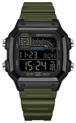 Produktbild von SANDA BA-41792 digitale Herrenuhr Grün-Schwarz mit Stoppuhr KP41792