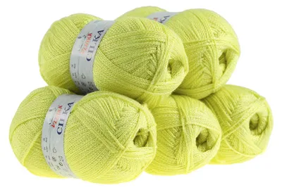 500g Strickgarn CILKA by VLNIKA Klassikgarn Strickwolle mit Schimmereffekt, limette