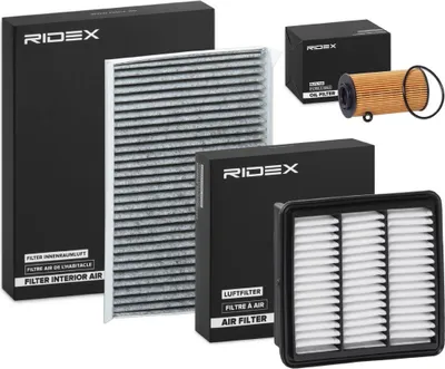 Produktbild von RIDEX Filterset Inspektionspaket Filtersatz für HYUNDAI i30 (FD) für KIA CEE'D Schrägheck (ED)